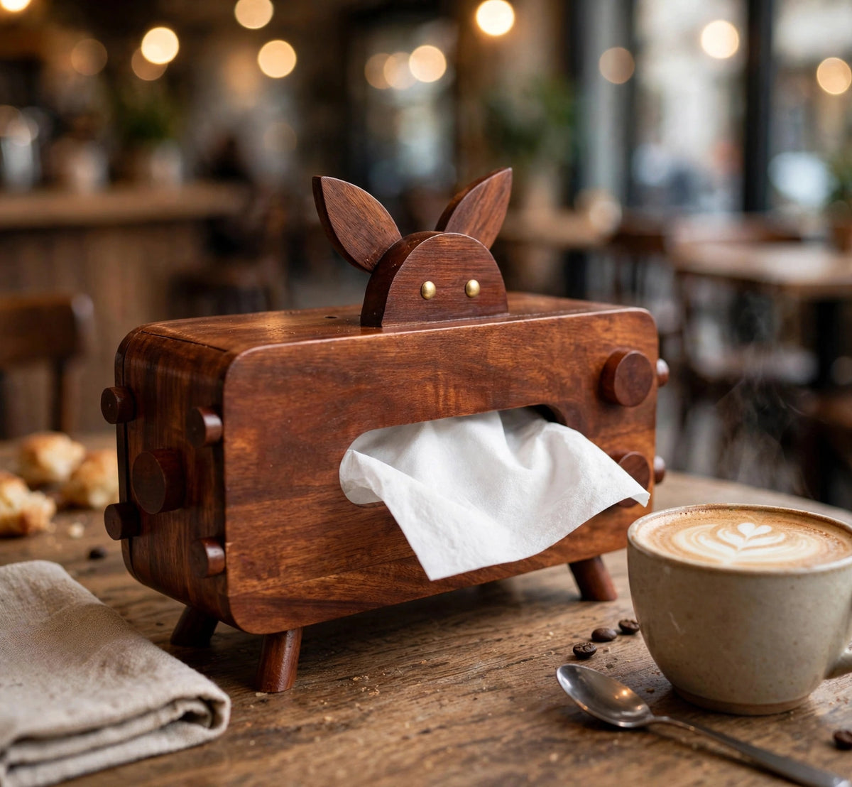 🐰 Handmade Wooden Bunny Tissue Box