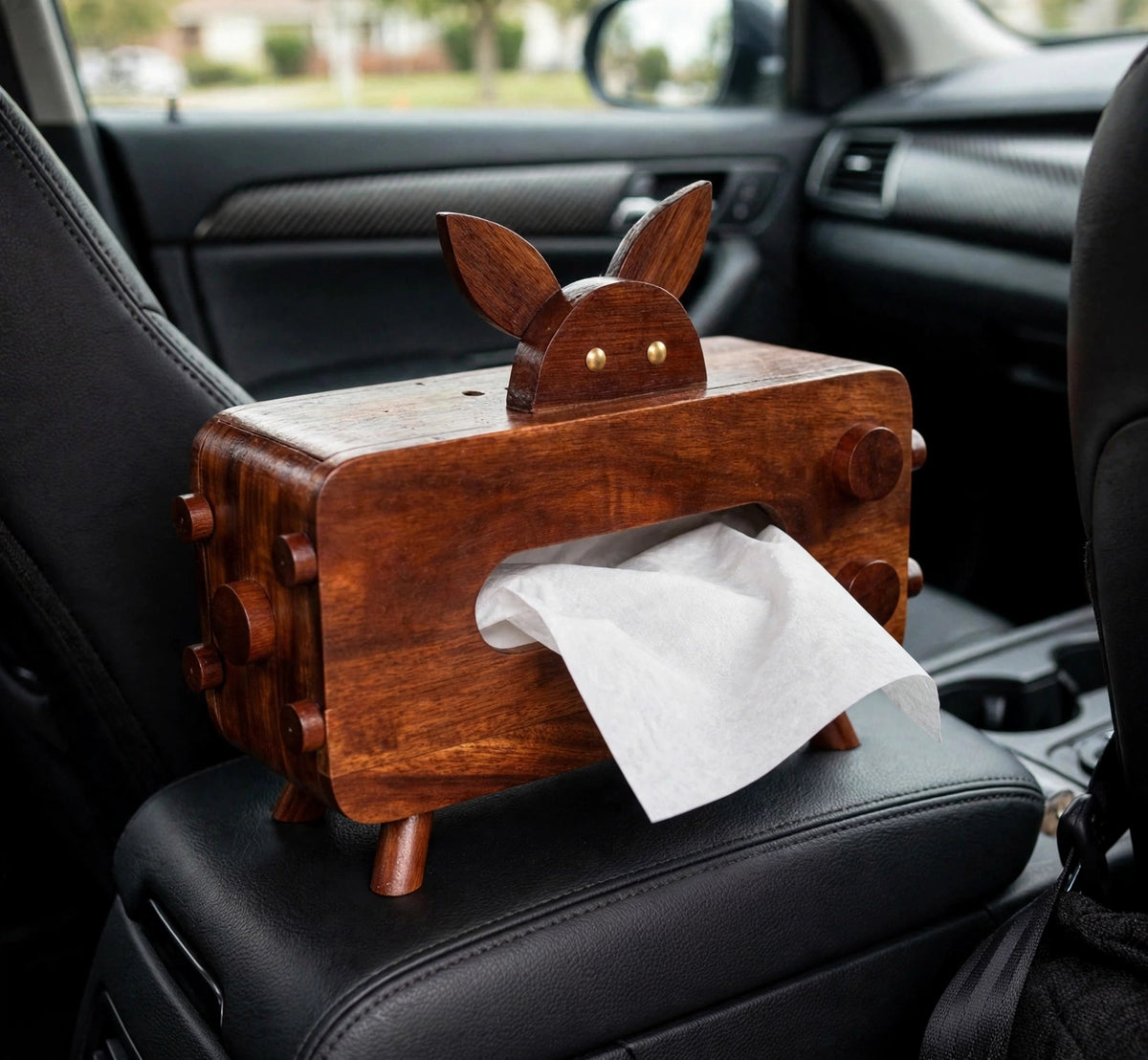 🐰 Handmade Wooden Bunny Tissue Box