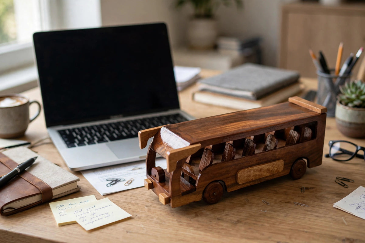 Wooden Passenger Bus | Premium Handmade Wooden Bus Showpiece