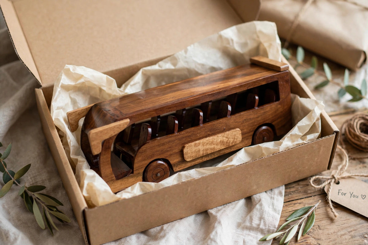 Wooden Passenger Bus | Premium Handmade Wooden Bus Showpiece
