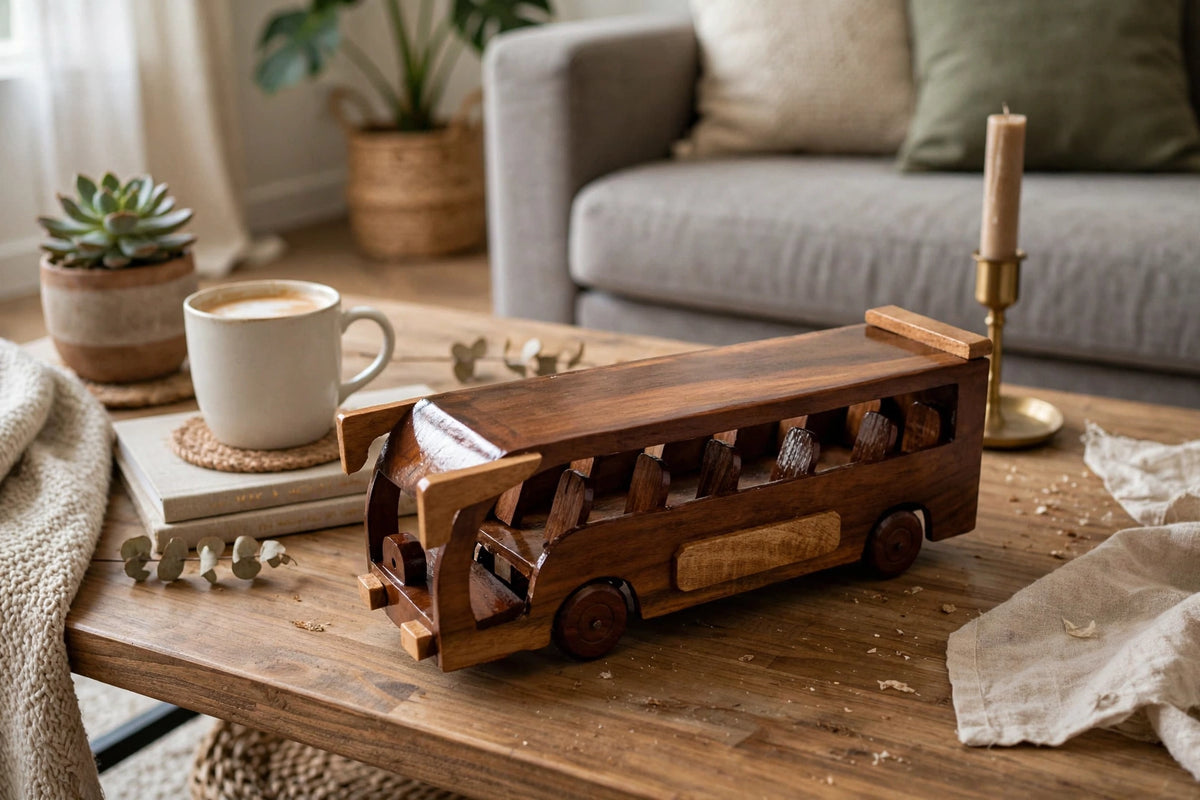 Wooden Passenger Bus | Premium Handmade Wooden Bus Showpiece