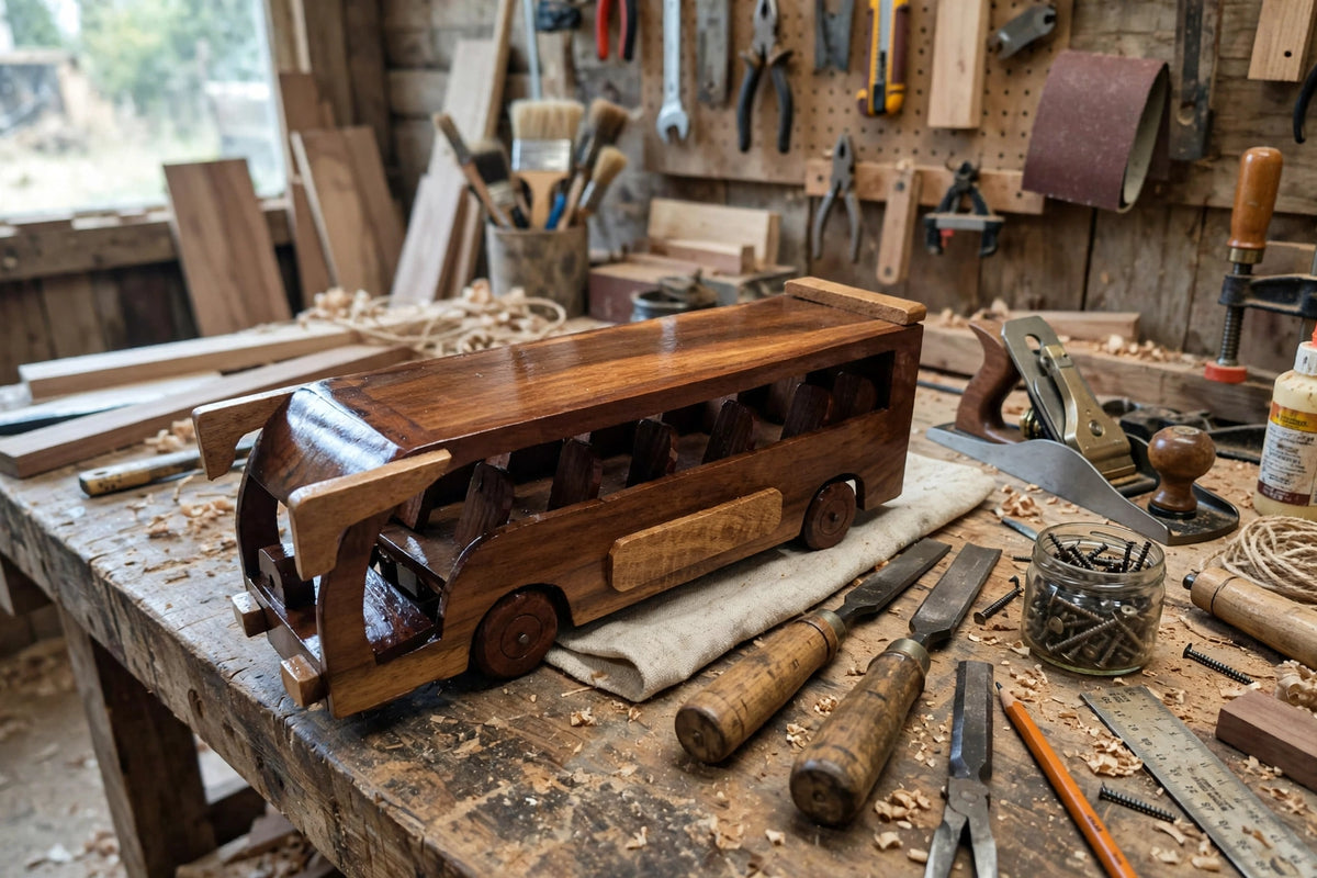 Wooden Passenger Bus | Premium Handmade Wooden Bus Showpiece