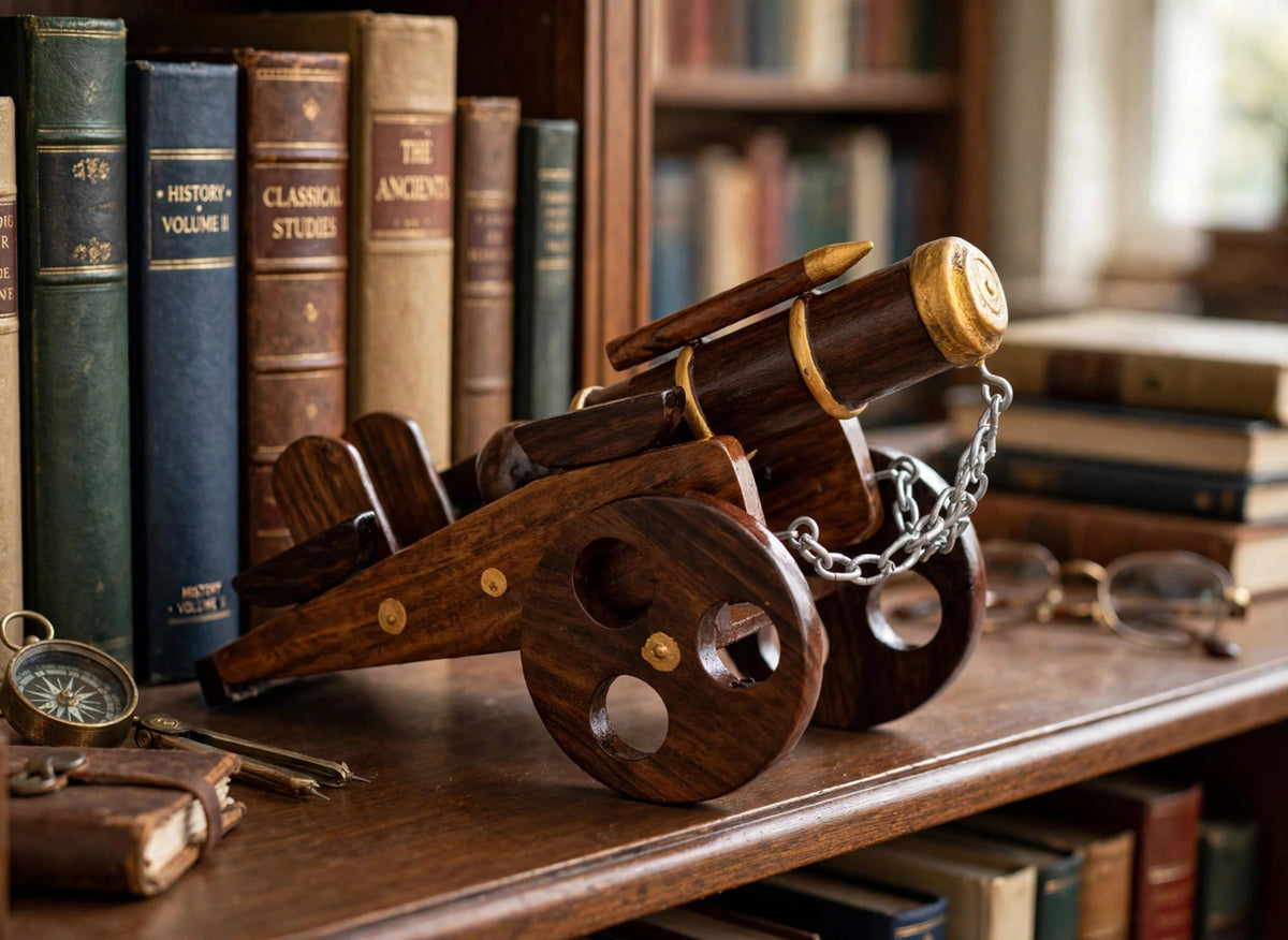Vintage Wooden Cannon Showpiece