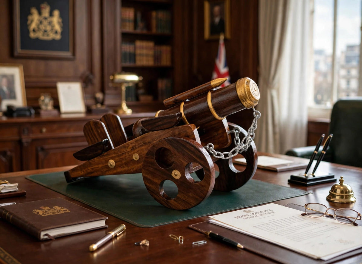 Vintage Wooden Cannon Showpiece