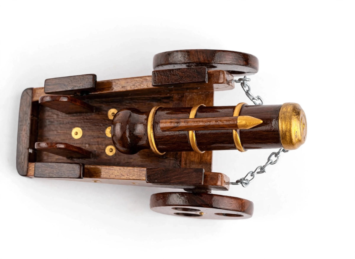 Vintage Wooden Cannon Showpiece