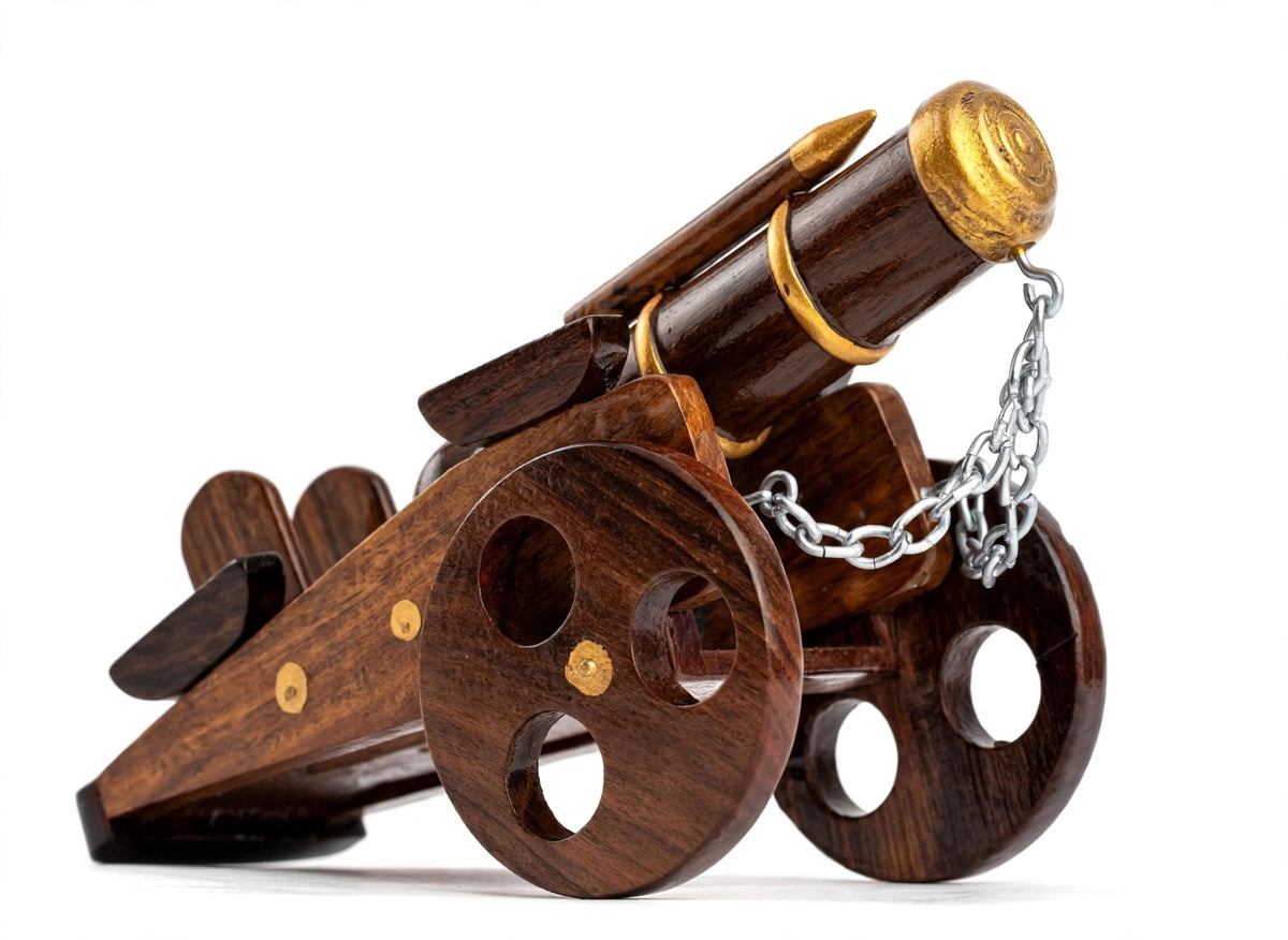 Vintage Wooden Cannon Showpiece