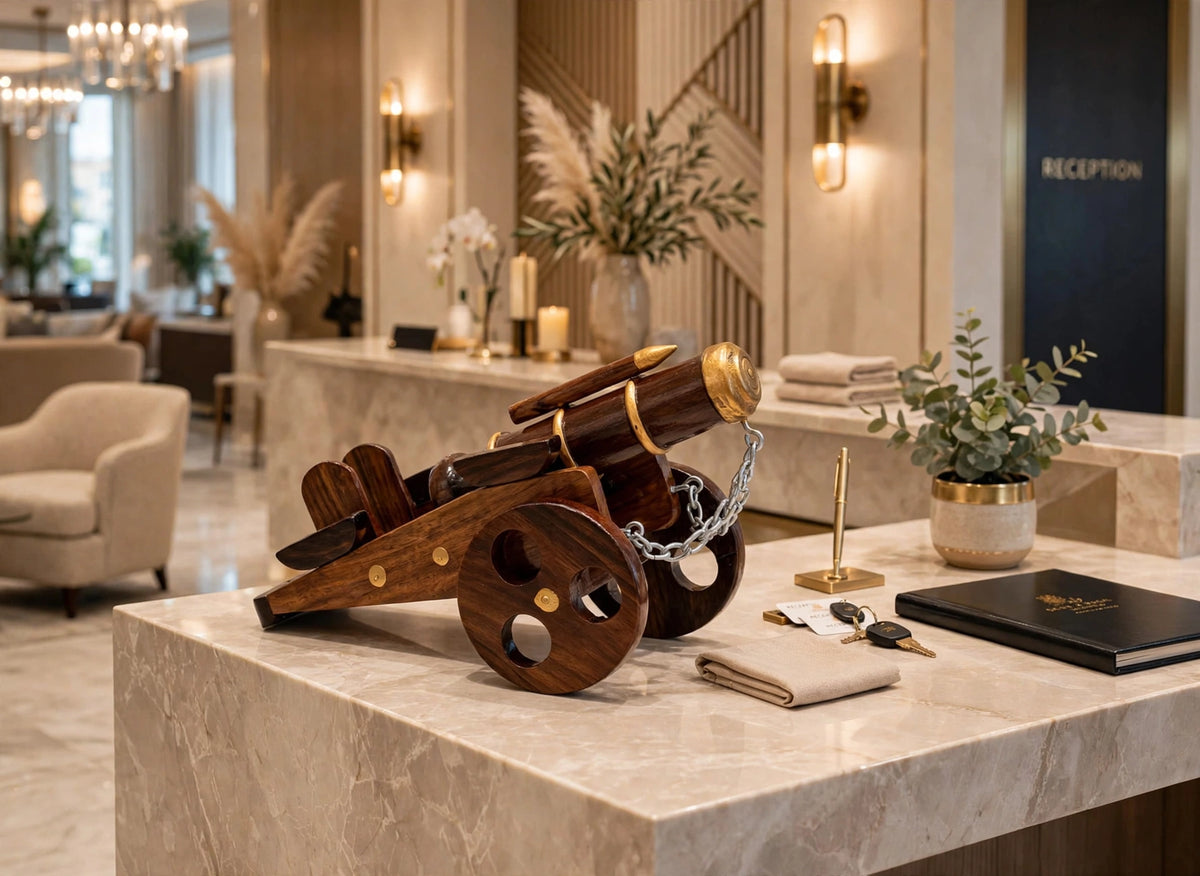 Vintage Wooden Cannon Showpiece