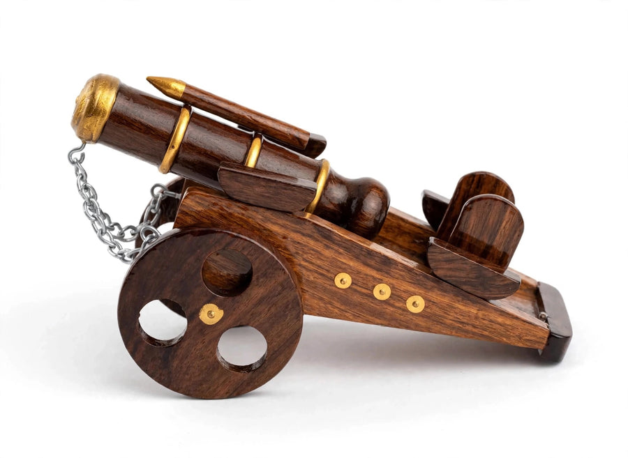 Vintage Wooden Cannon Showpiece