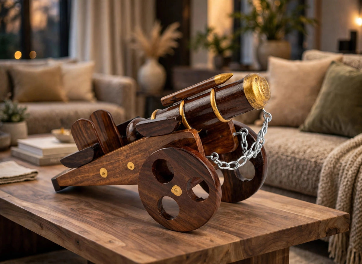 Vintage Wooden Cannon Showpiece