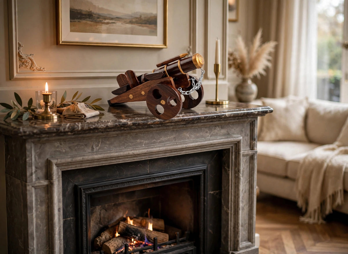 Vintage Wooden Cannon Showpiece