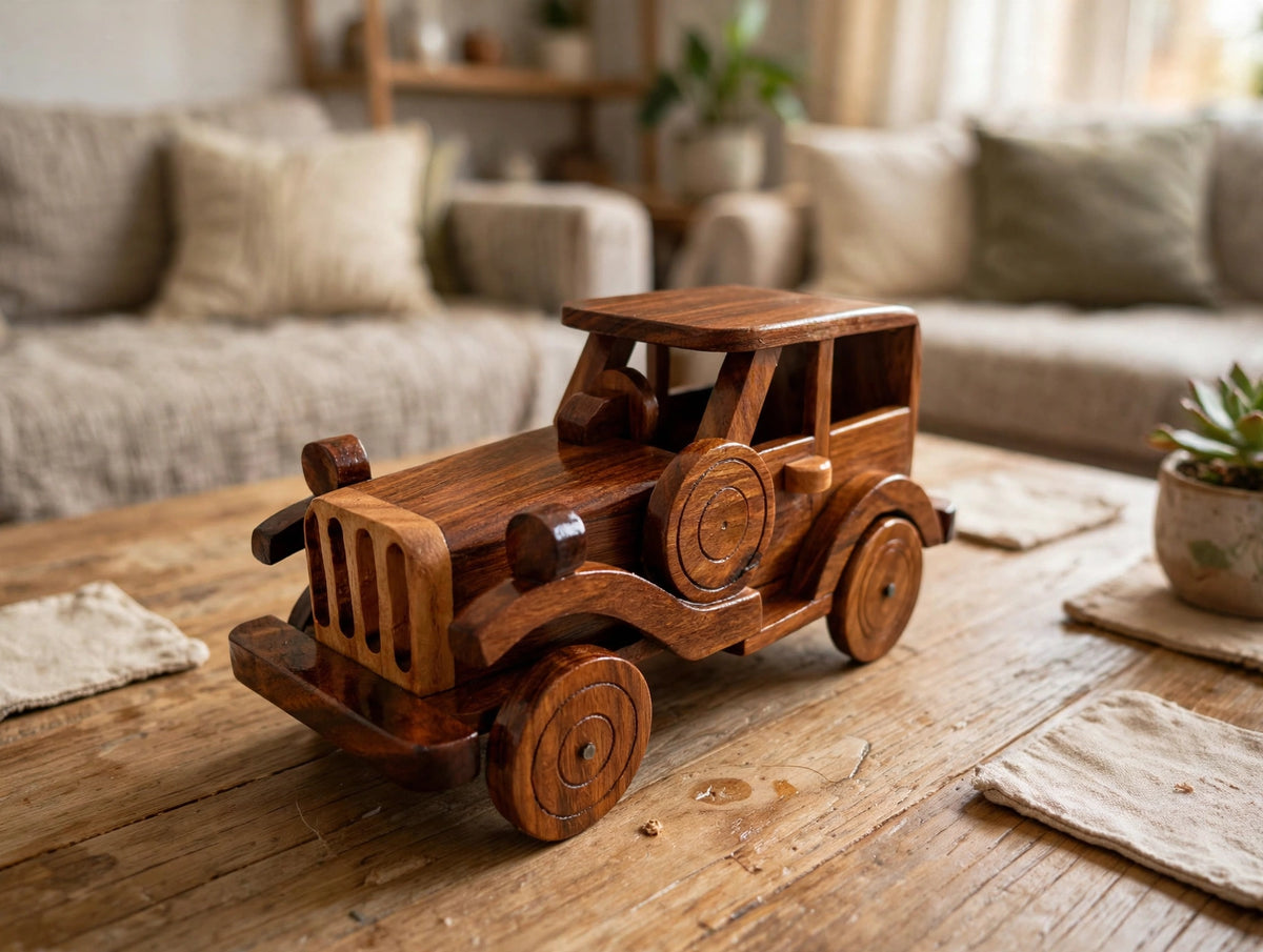 Classic Handmade Wooden Decorative Car | Premium Home & Office Décor