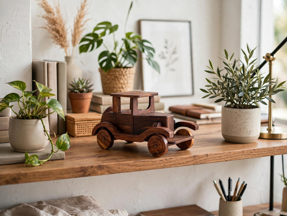 Handmade Wooden Vintage Car Model