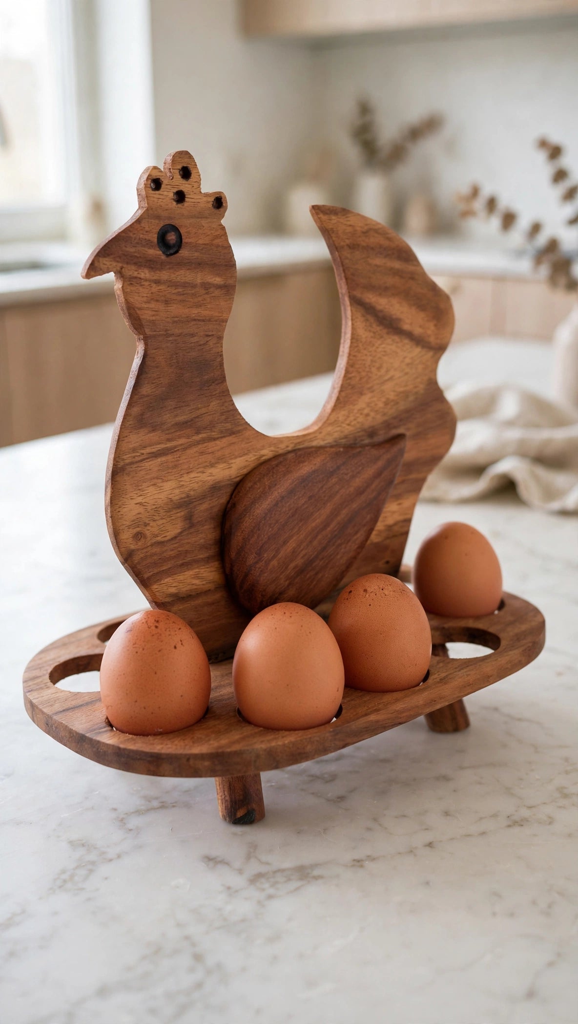 Handcrafted Wooden Chicken Egg Holder – Rustic Kitchen & Farmhouse Decor