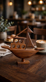 Handcrafted Wooden Sailboat Decorative Showpiece – Nautical Home Decor