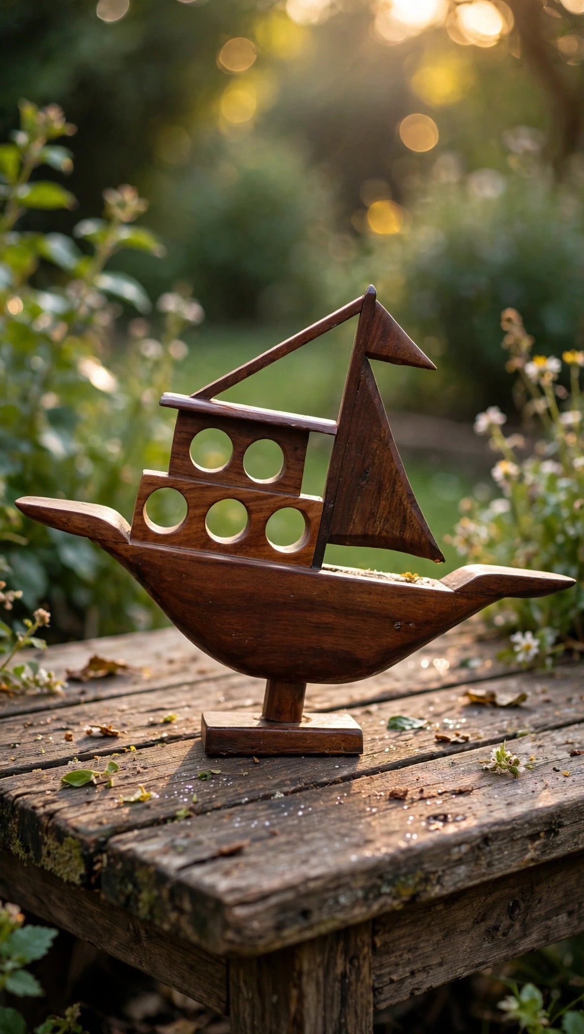 Handcrafted Wooden Sailboat Decorative Showpiece – Nautical Home Decor