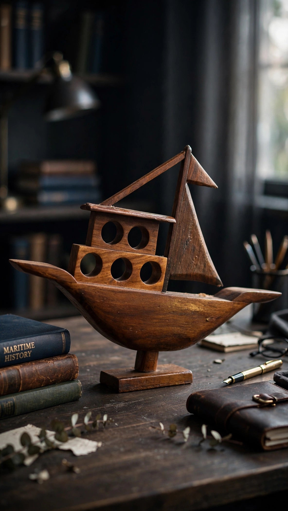 Handcrafted Wooden Sailboat Decorative Showpiece – Nautical Home Decor