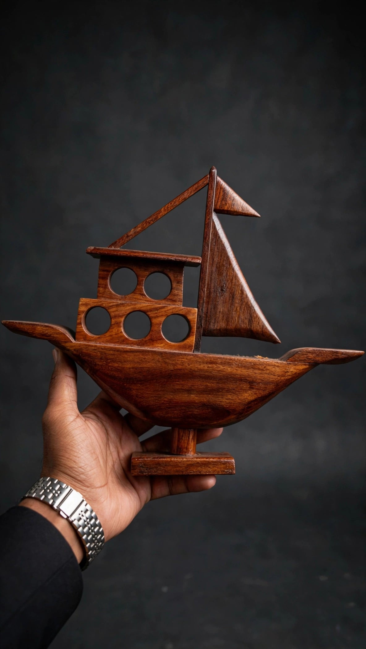 Handcrafted Wooden Sailboat Decorative Showpiece – Nautical Home Decor