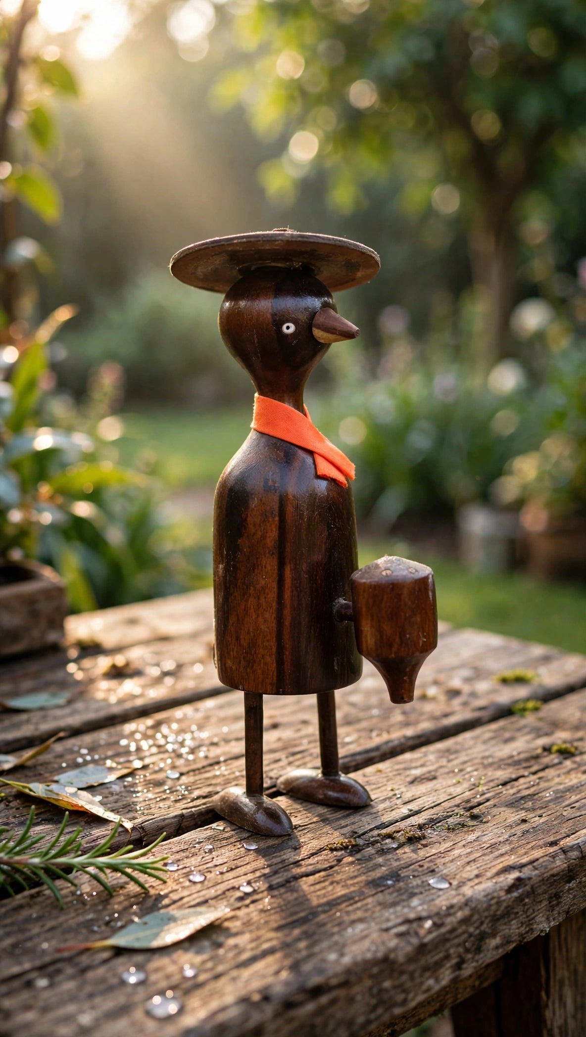 Handcrafted Wooden Duck Figurine – Rustic Decorative Bird Showpiece
