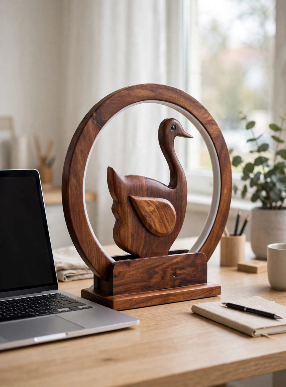 Wooden Swan LED Night Lamp
