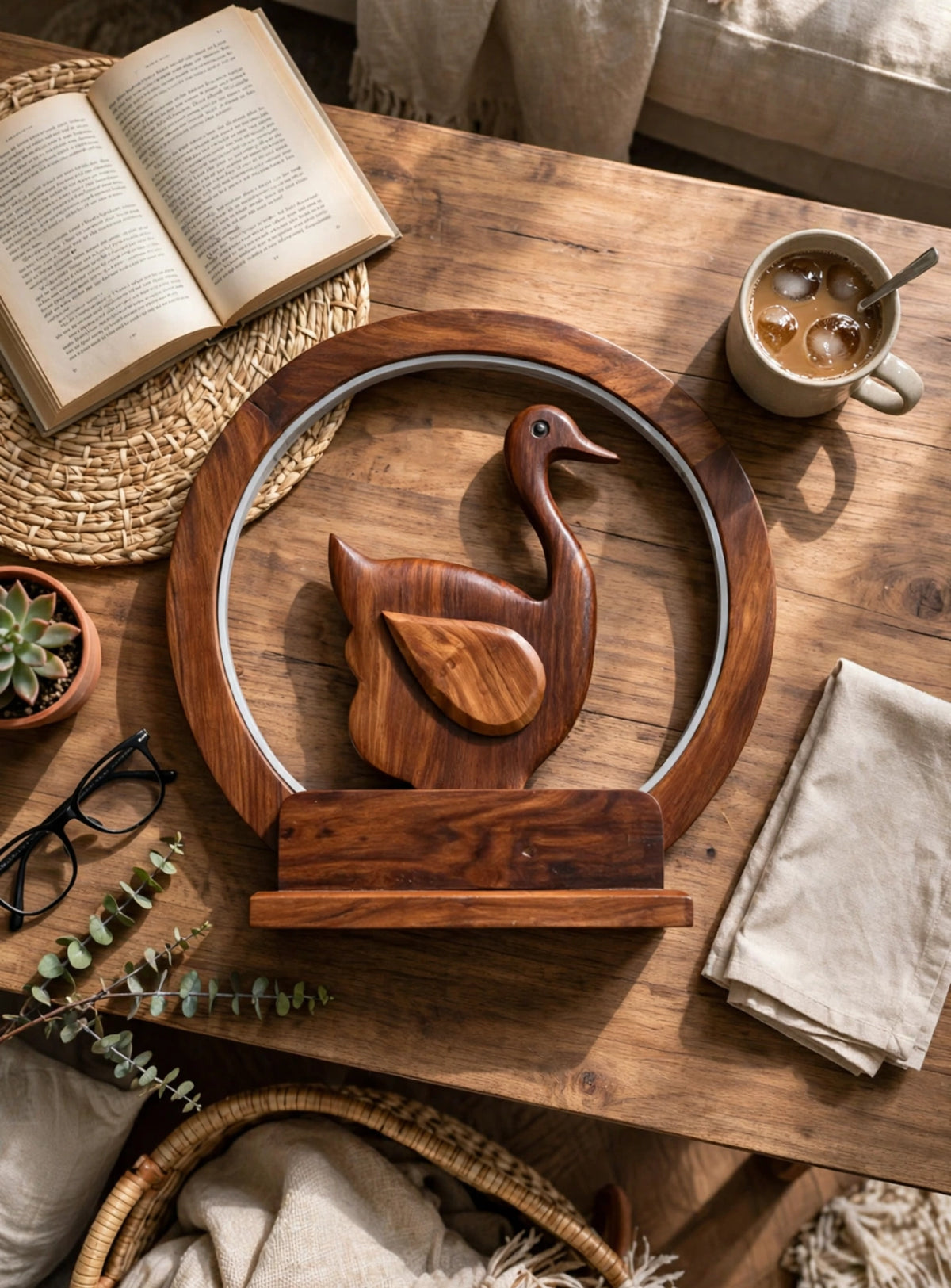 Wooden Swan LED Night Lamp
