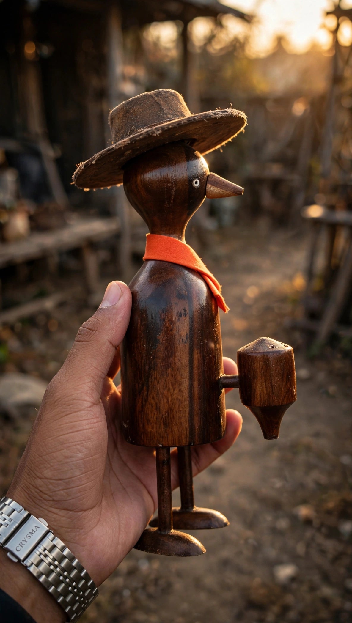 Handcrafted Wooden Duck Figurine – Rustic Decorative Bird Showpiece
