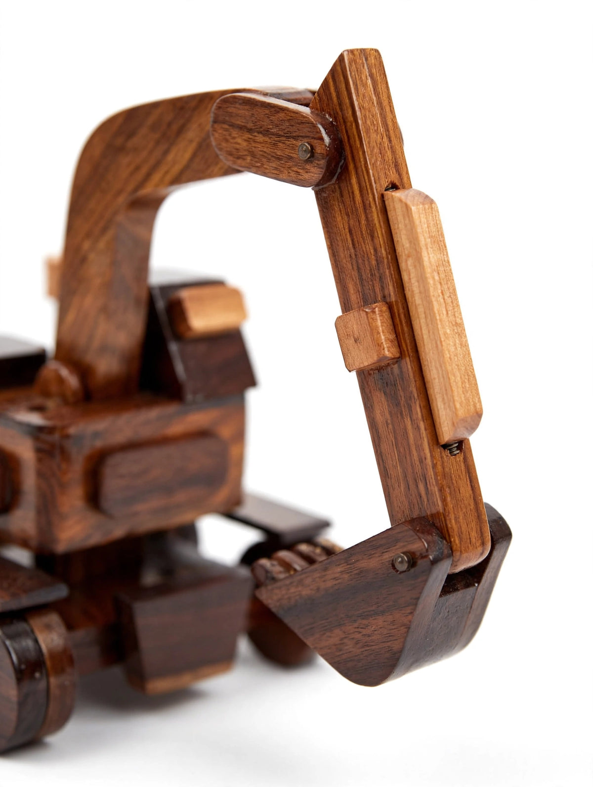 Wooden Excavator Model – Rustic Construction Vehicle Decor