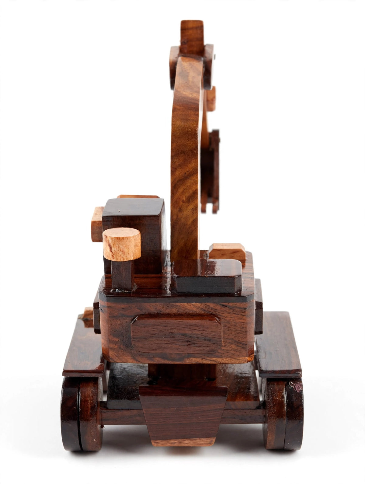 Wooden Excavator Model – Rustic Construction Vehicle Decor