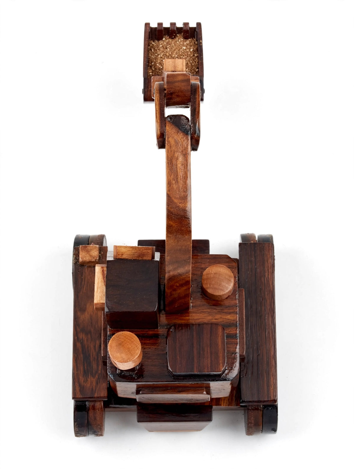 Wooden Excavator Model – Rustic Construction Vehicle Decor