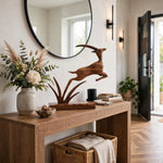 Handcrafted Wooden Deer Sculpture