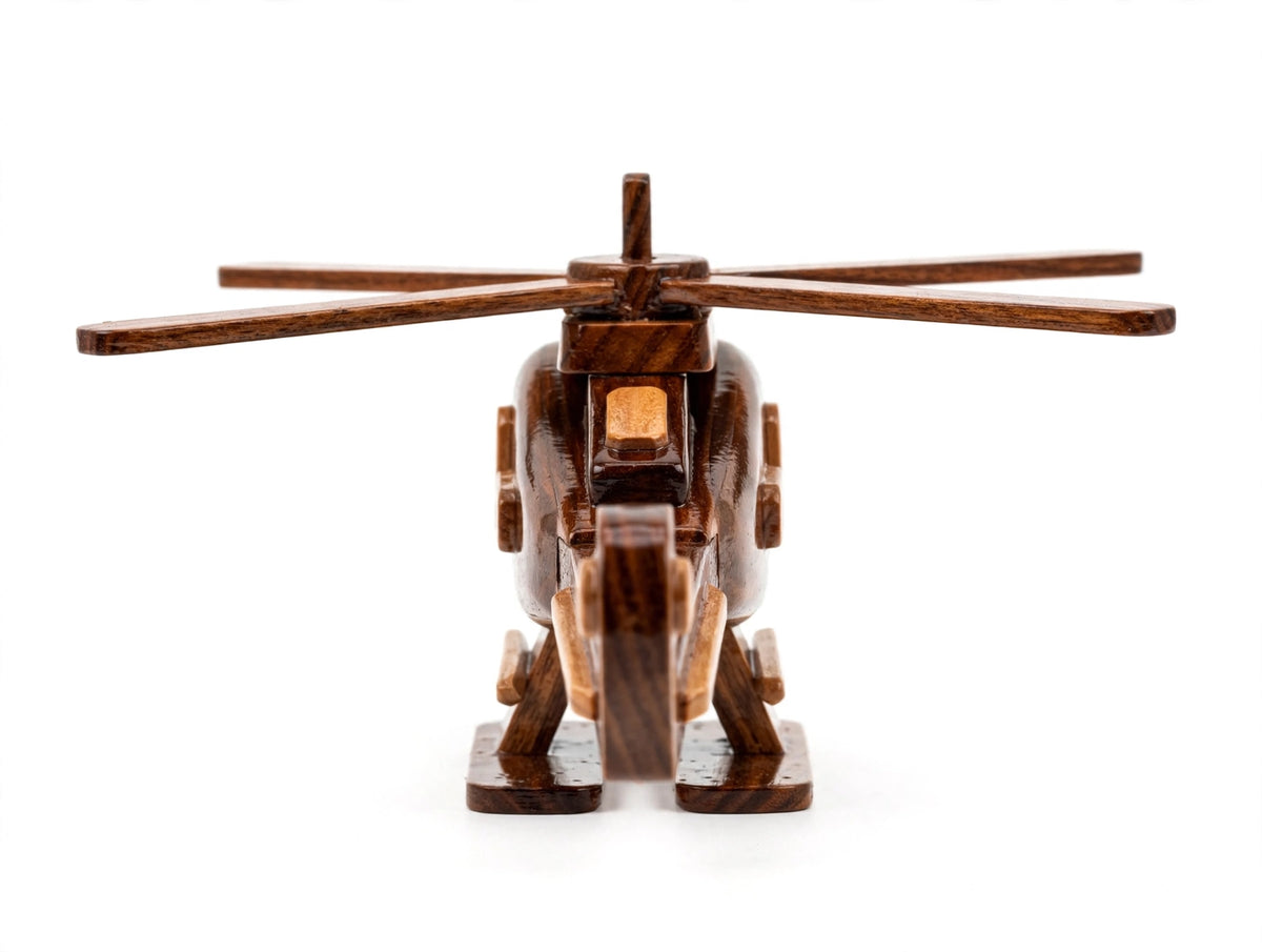 Handmade Wooden Helicopter Model – Rustic Wood Decor