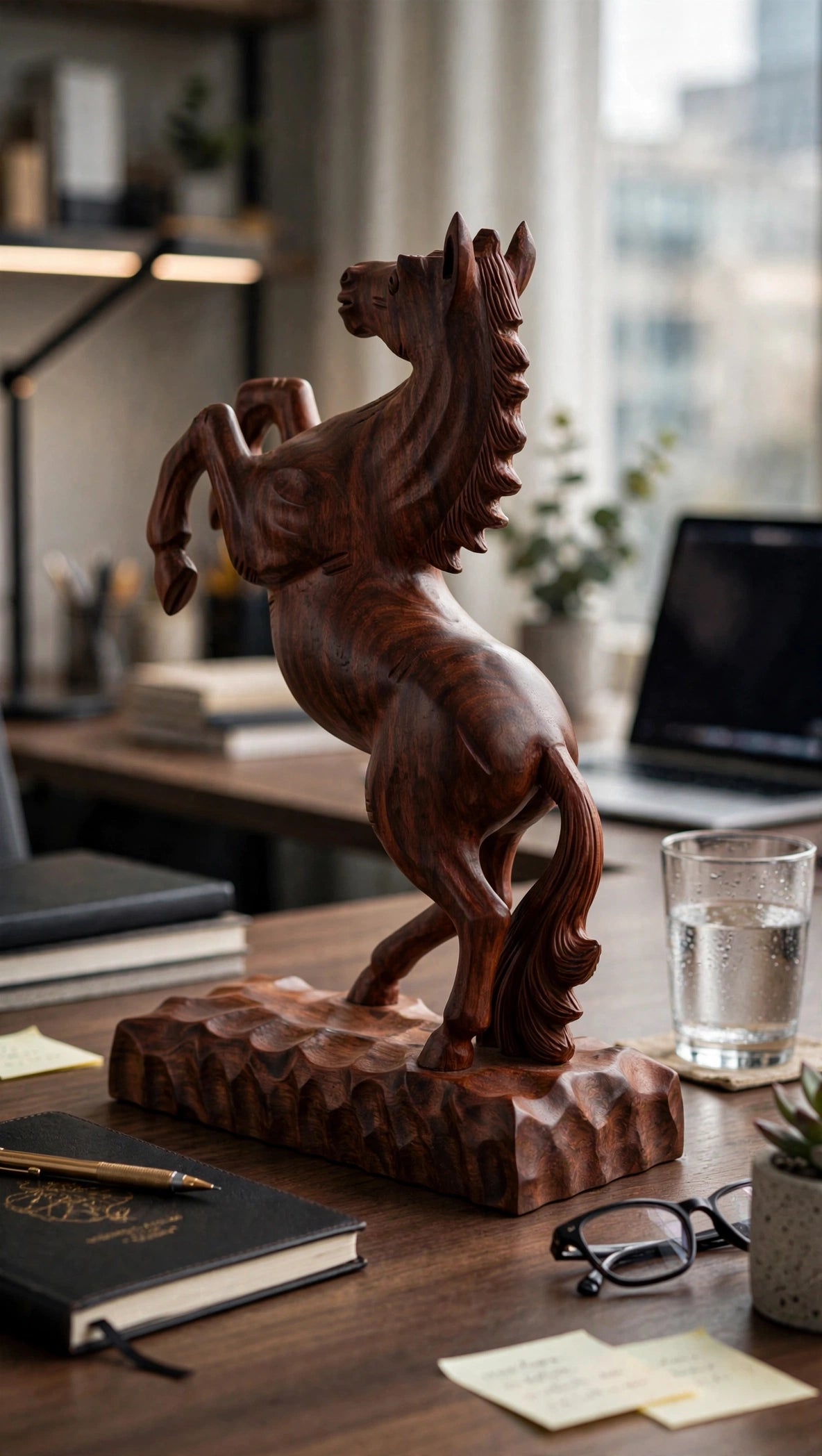 Handcrafted Wooden Rearing Horse Statue – Elegant Horse Sculpture