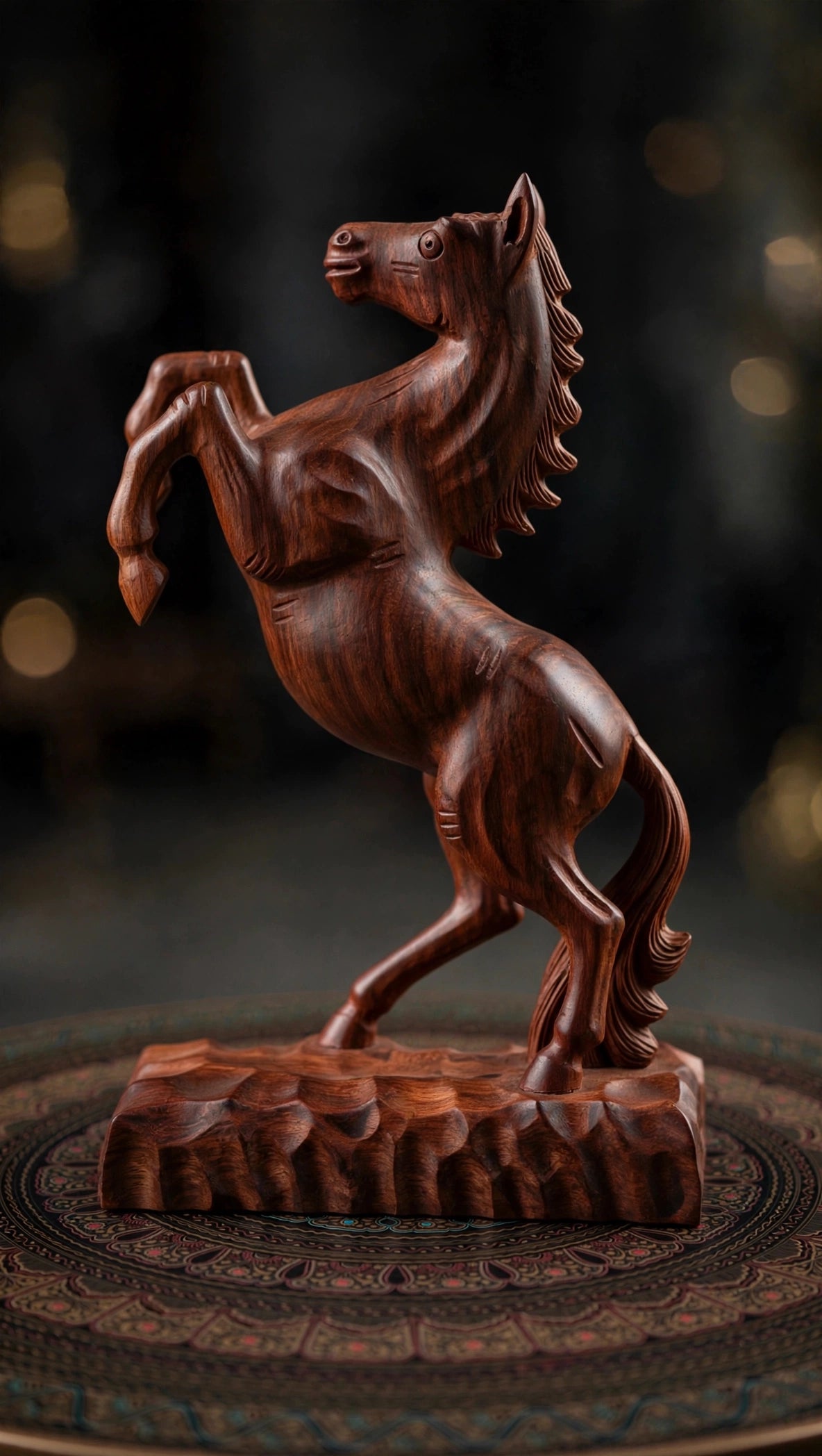 Handcrafted Wooden Rearing Horse Statue – Elegant Horse Sculpture