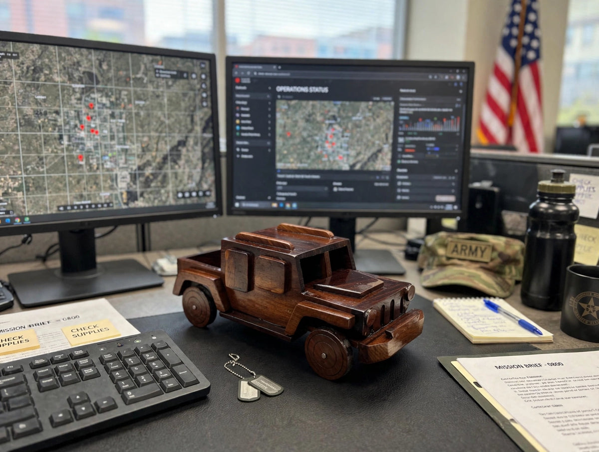 Handcrafted Wooden Jeep Model – Rustic Vintage Car Décor