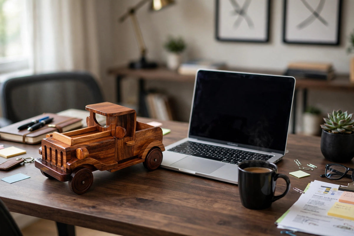 Handmade Wooden Pickup Jeep  Model