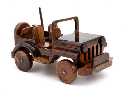 Classic Handmade Wooden Jeep Showpiece | Premium Home & Office Décor