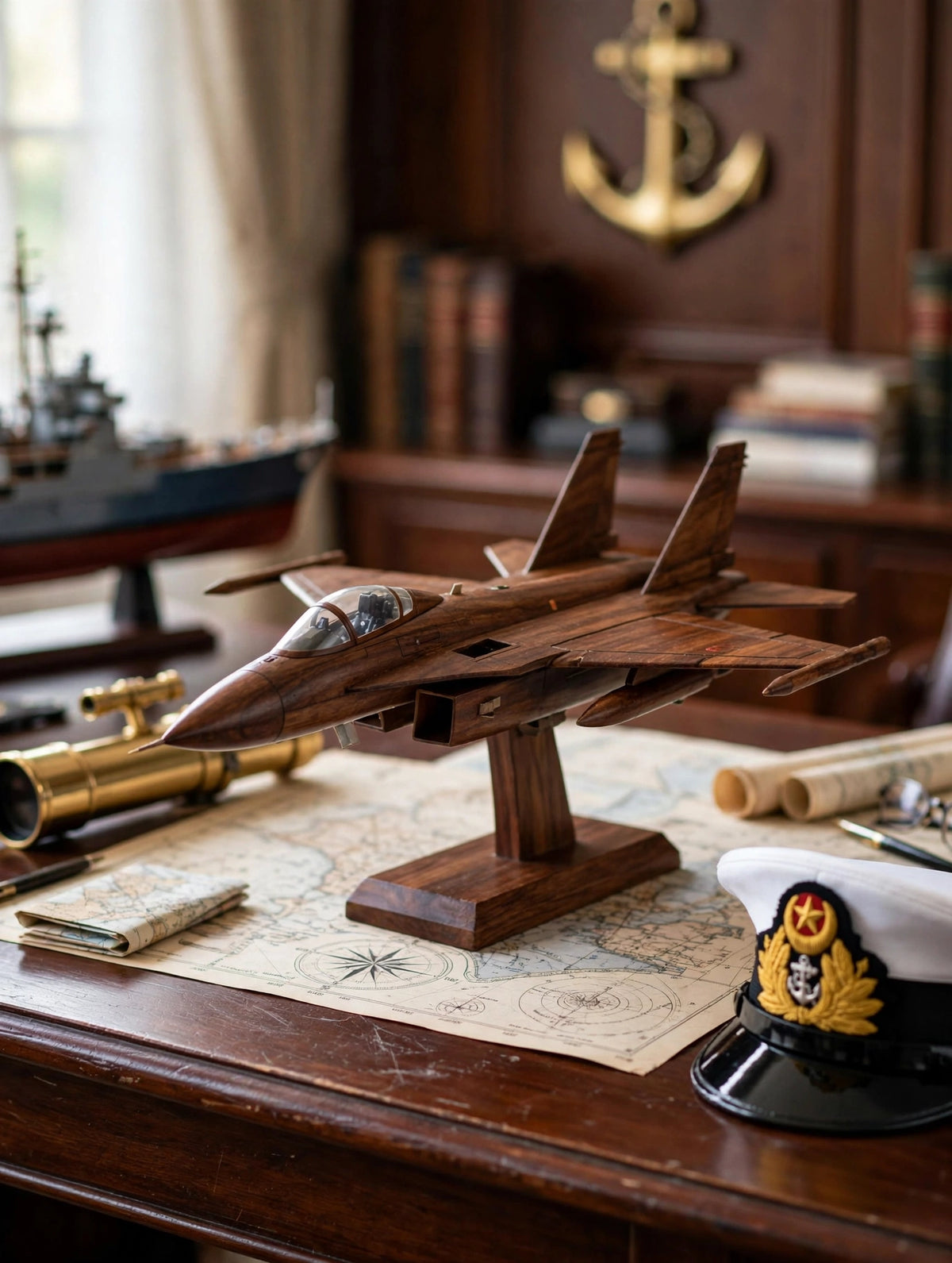 Handmade Wooden Fighter Jet Model | Premium Aircraft Desk Decor
