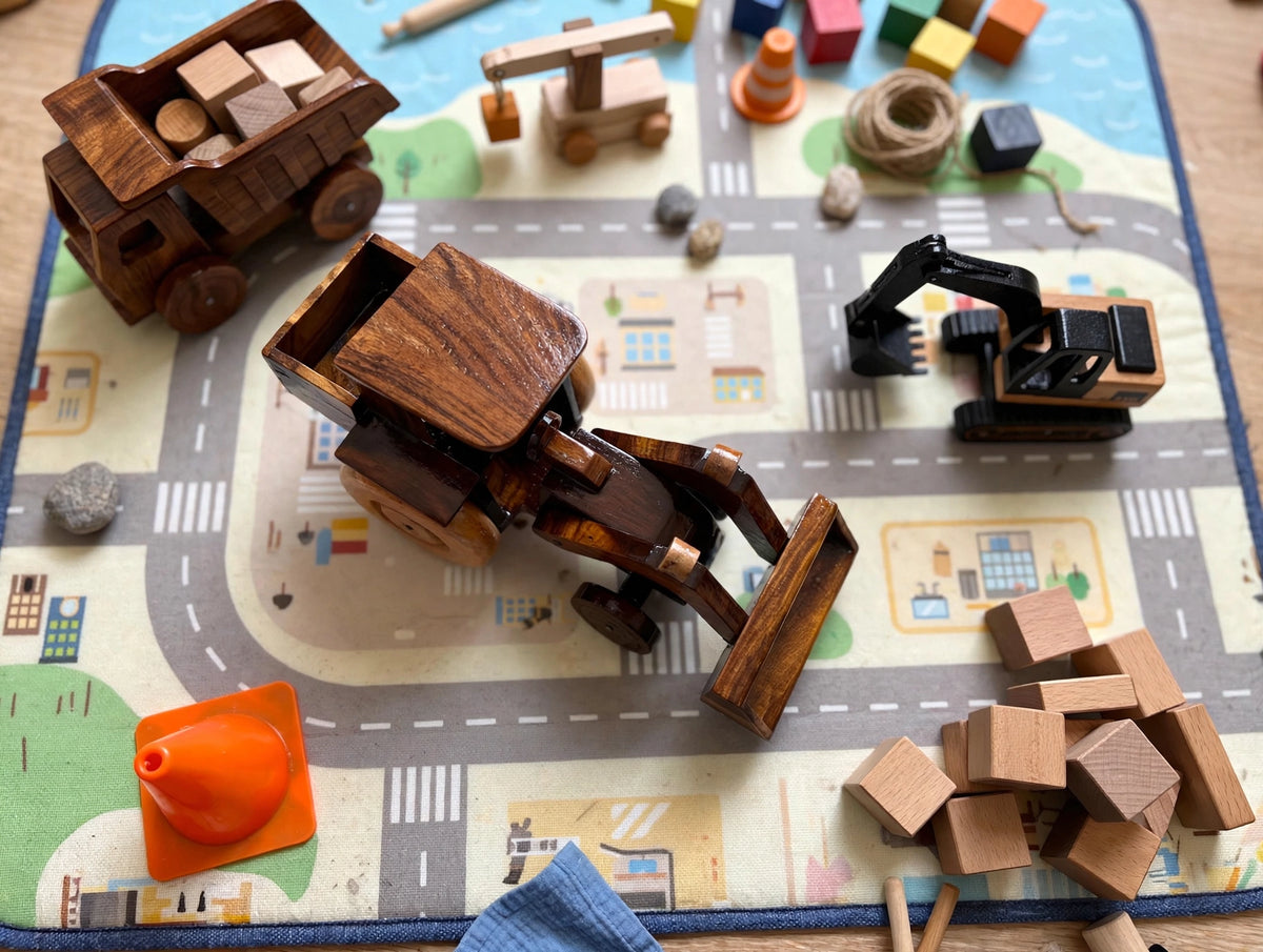 Wooden Tractor with Front Loader |  Construction Vehicle | Home & Office Décor