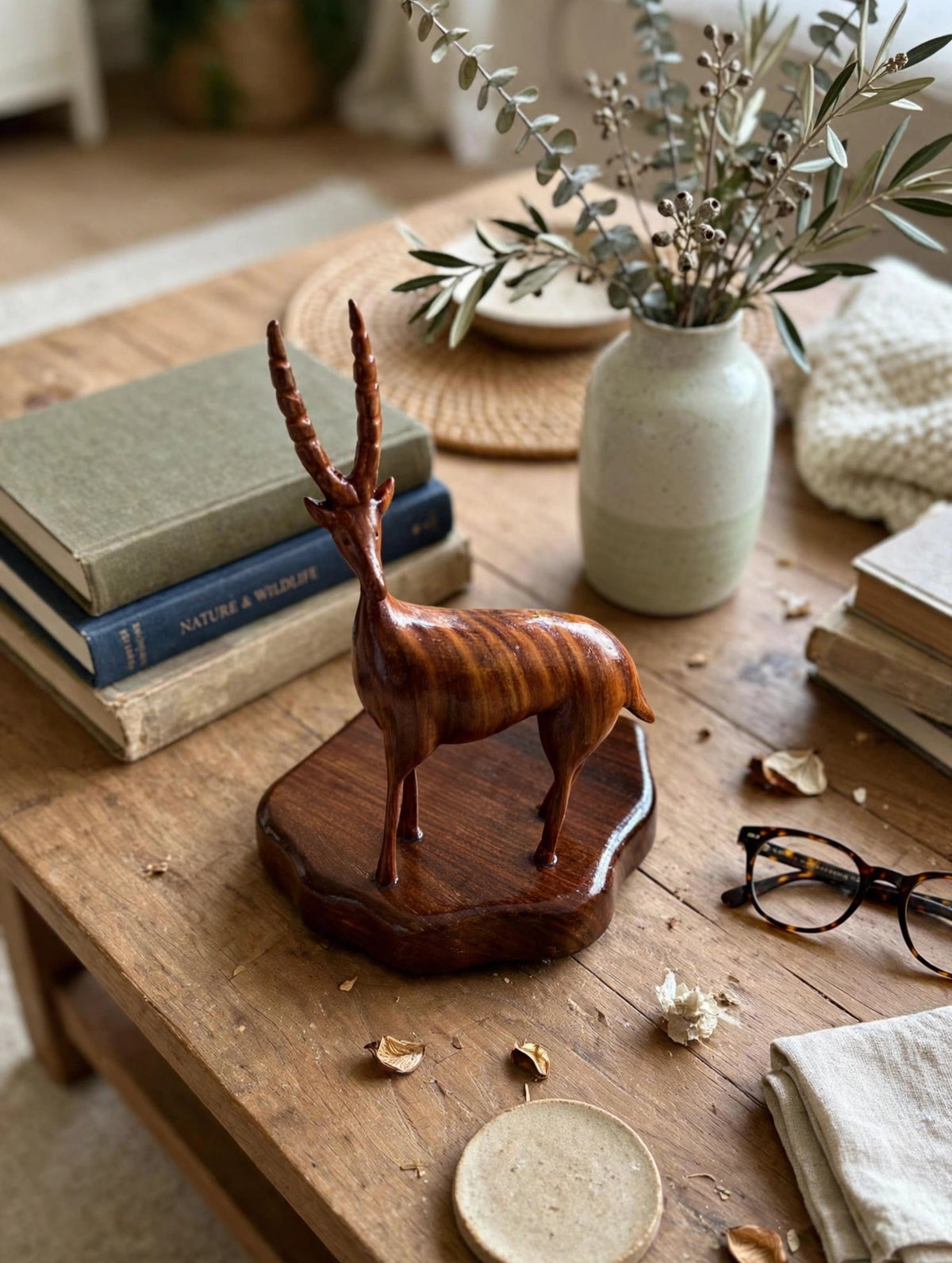 Mini Handcrafted Wooden Deer Sculpture – Rustic Gift Décor