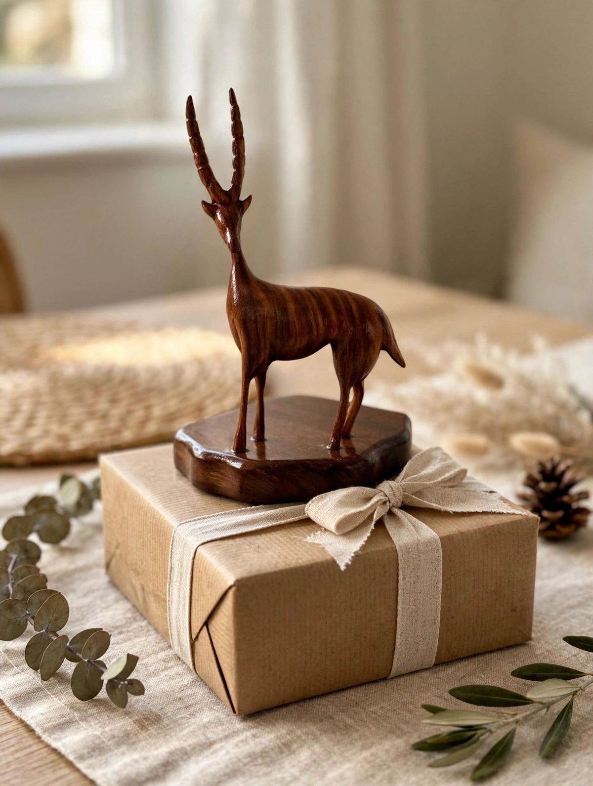 Mini Handcrafted Wooden Deer Sculpture – Rustic Gift Décor