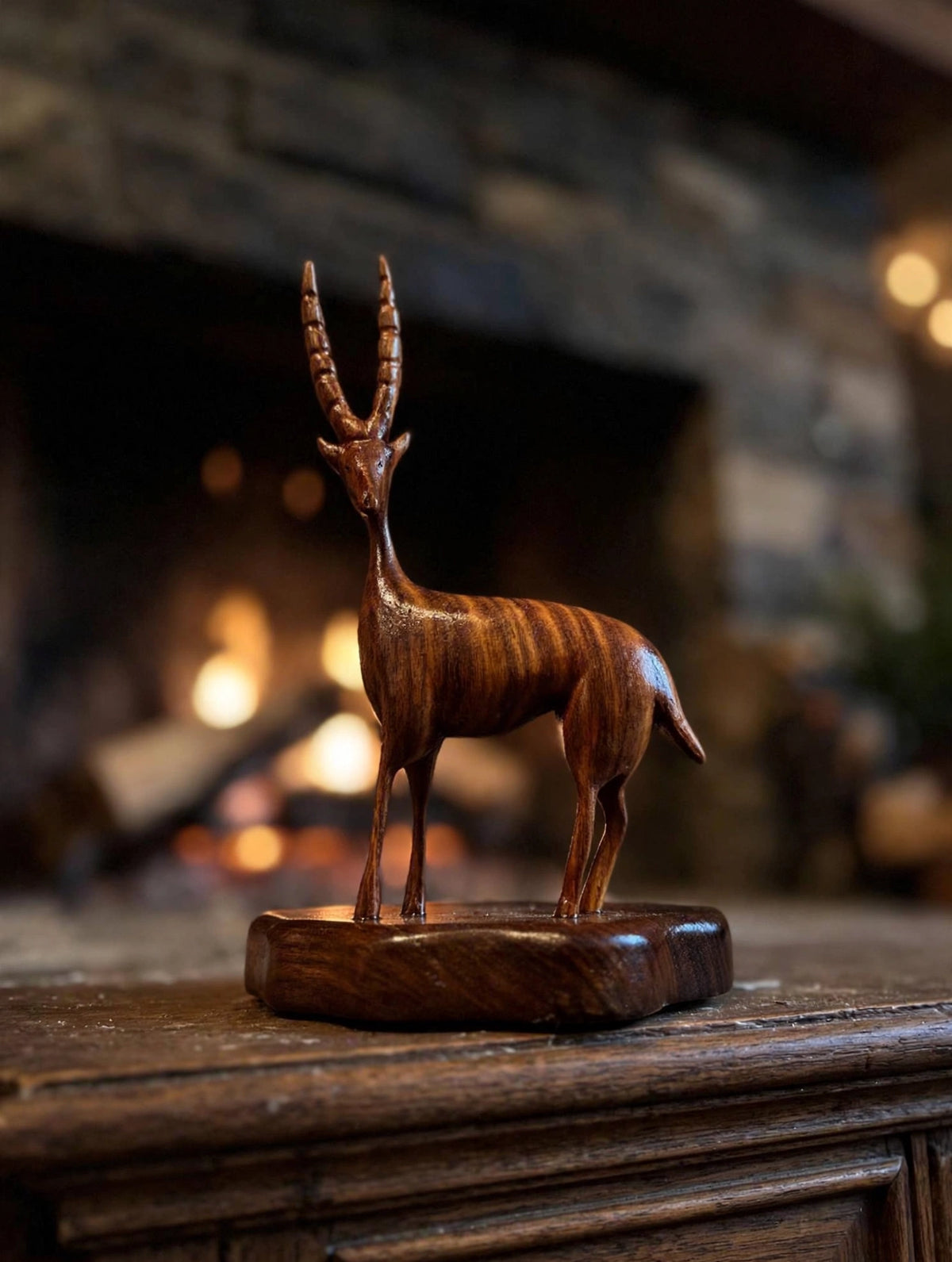 Mini Handcrafted Wooden Deer Sculpture – Rustic Gift Décor
