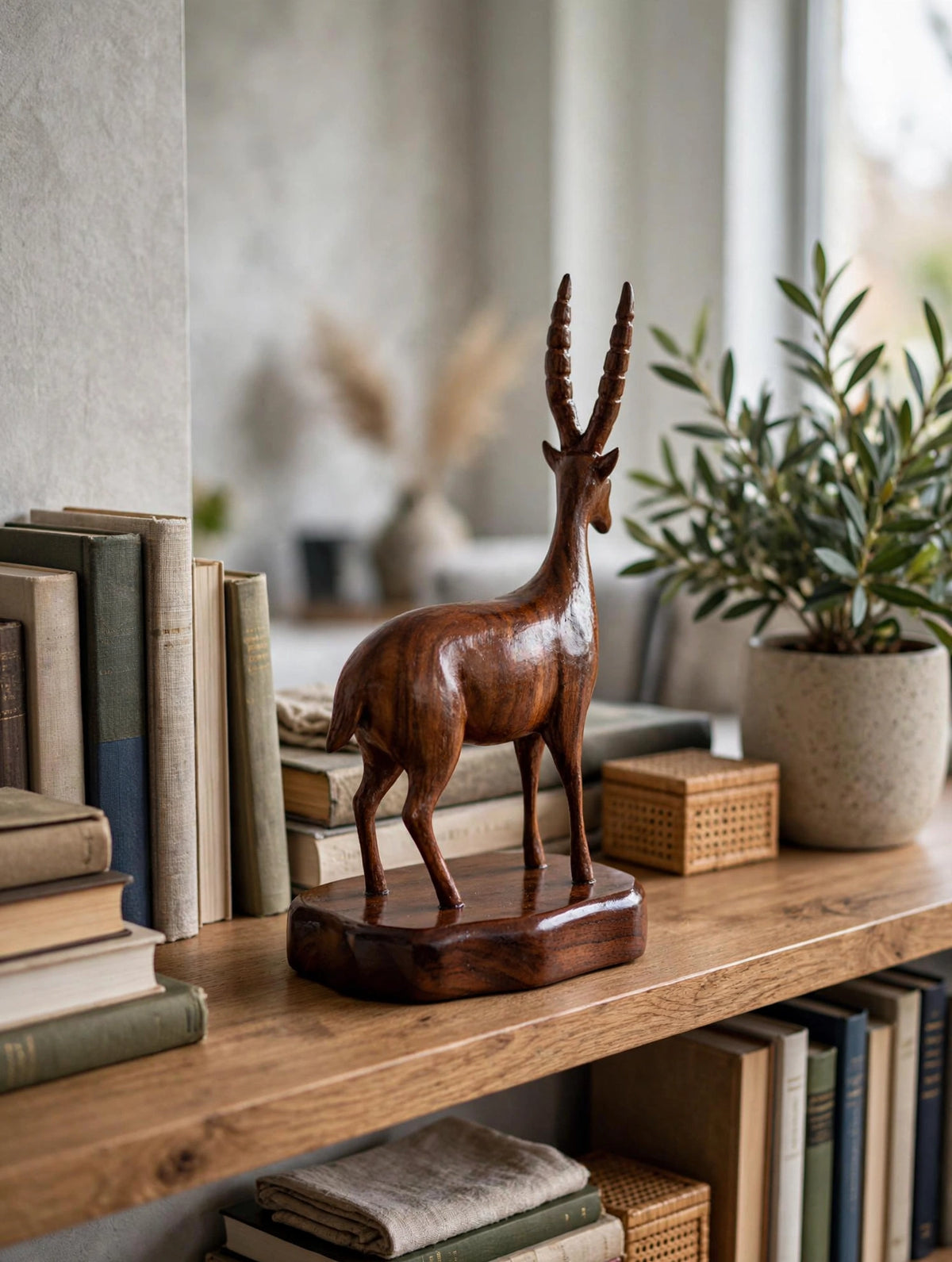 Mini Handcrafted Wooden Deer Sculpture – Rustic Gift Décor