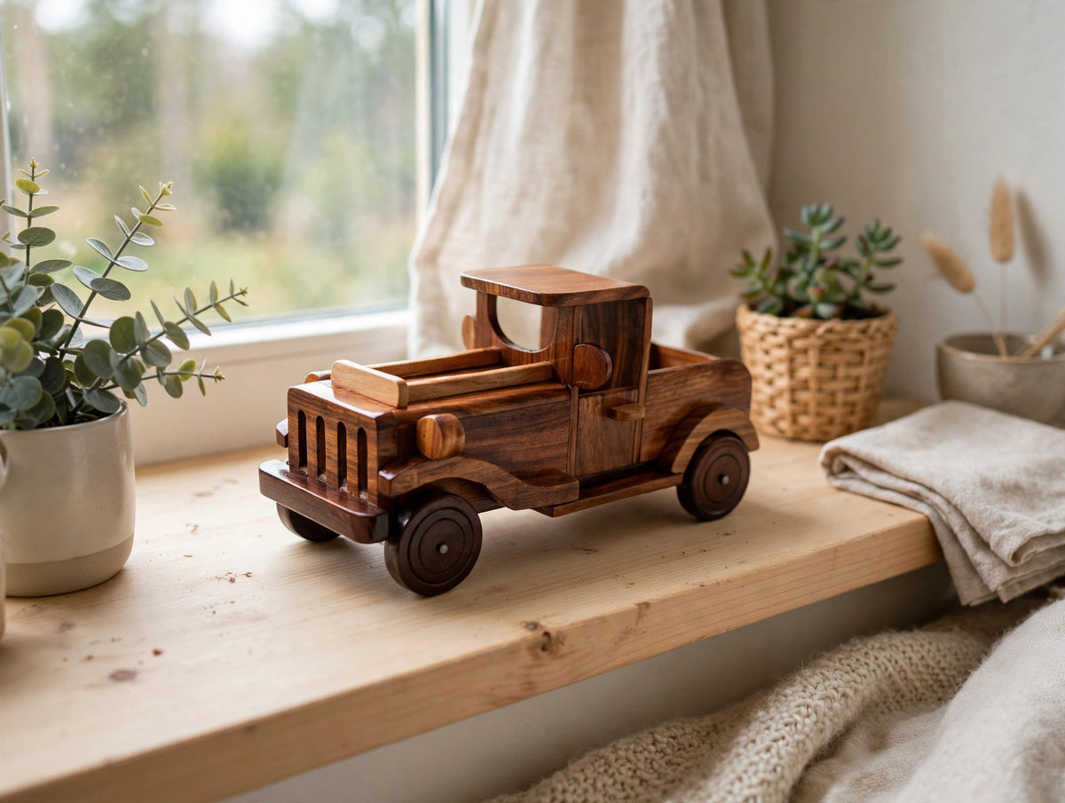 Handmade Wooden Pickup Jeep  Model