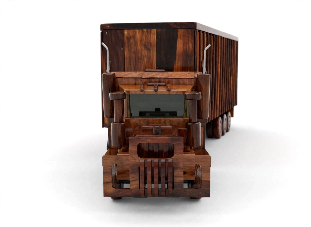 Handcrafted Wooden Semi Truck Showpiece