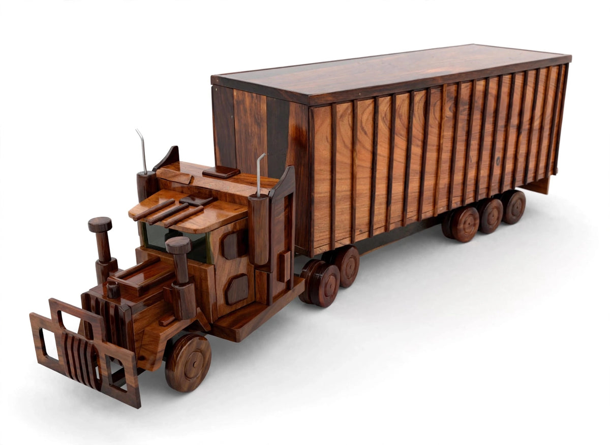 Handcrafted Wooden Semi Truck Showpiece