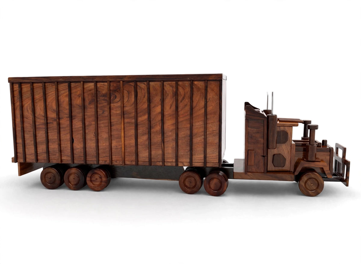 Handcrafted Wooden Semi Truck Showpiece