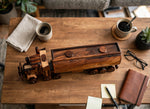 Handcrafted Wooden Oil Tanker Showpiece
