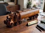 Handcrafted Wooden Oil Tanker Showpiece