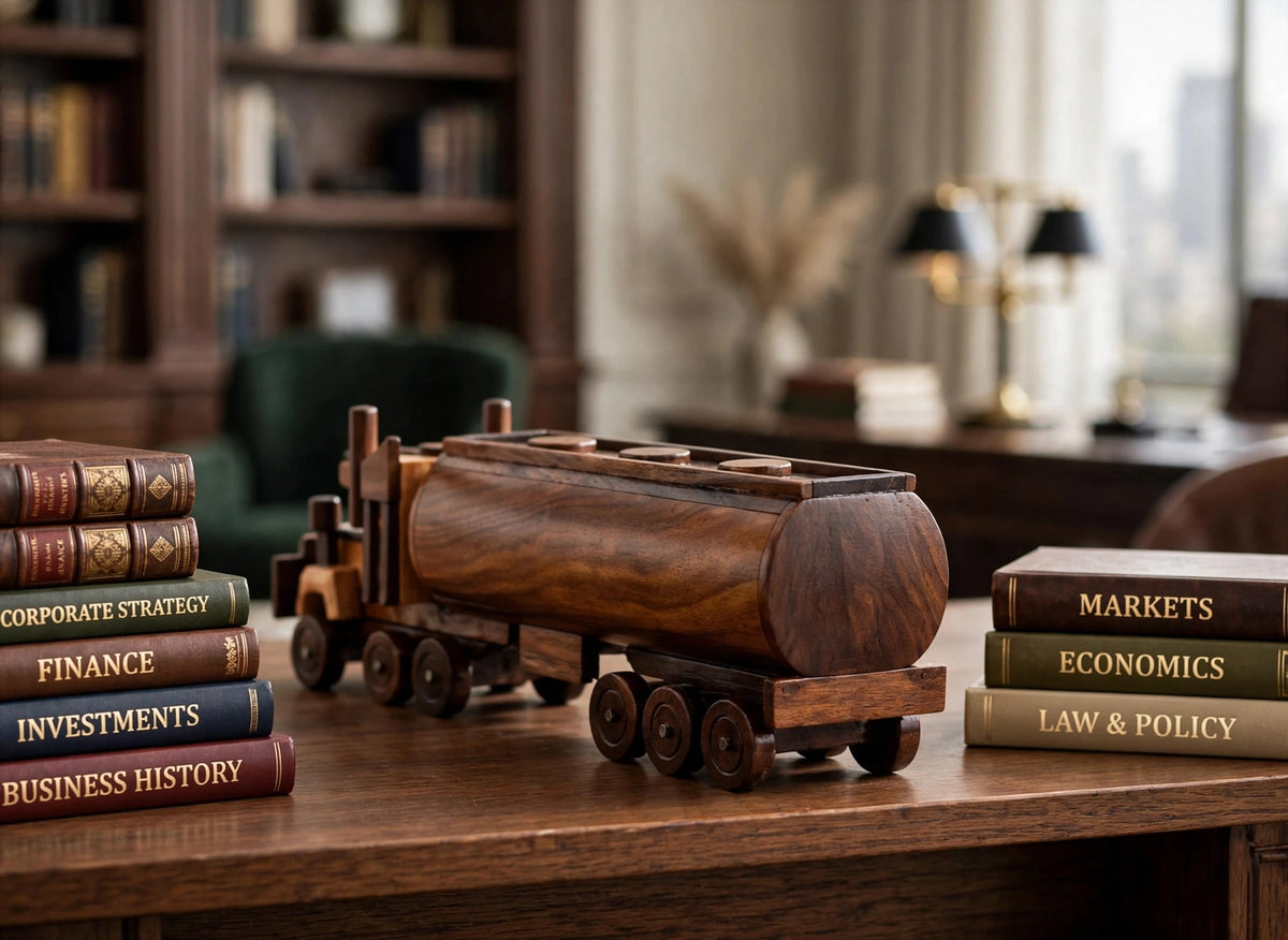 Handcrafted Wooden Oil Tanker Showpiece