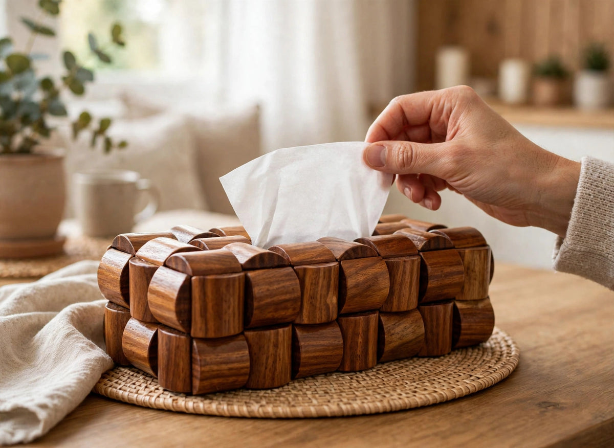 Handcrafted Wooden Tissue Box Holder