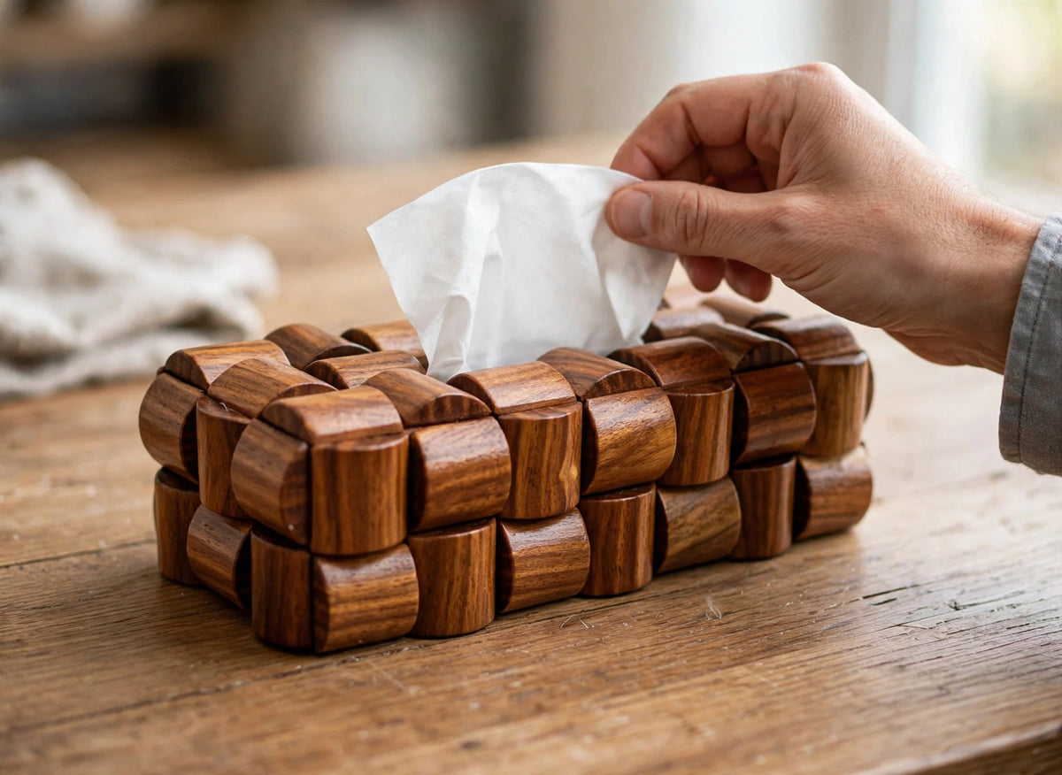 Handcrafted Wooden Tissue Box Holder